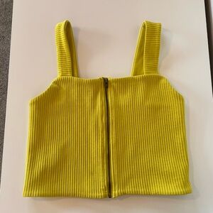 Aerie Ribbed Zip Tank Top (size L, yellow/lime)